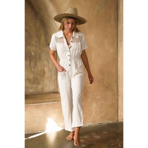 Jen’s Pirate Booty Size S Ollie Jumpsuit Boho Wide Leg in Color Jibarita Natural - Picture 14 of 16